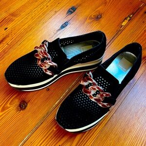 Used Dolce Vita Jhenee black Suede Platform Loafers Shoes Sz 7.5